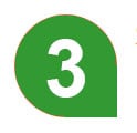 Green teardrop shape with white "3" on light gray background.