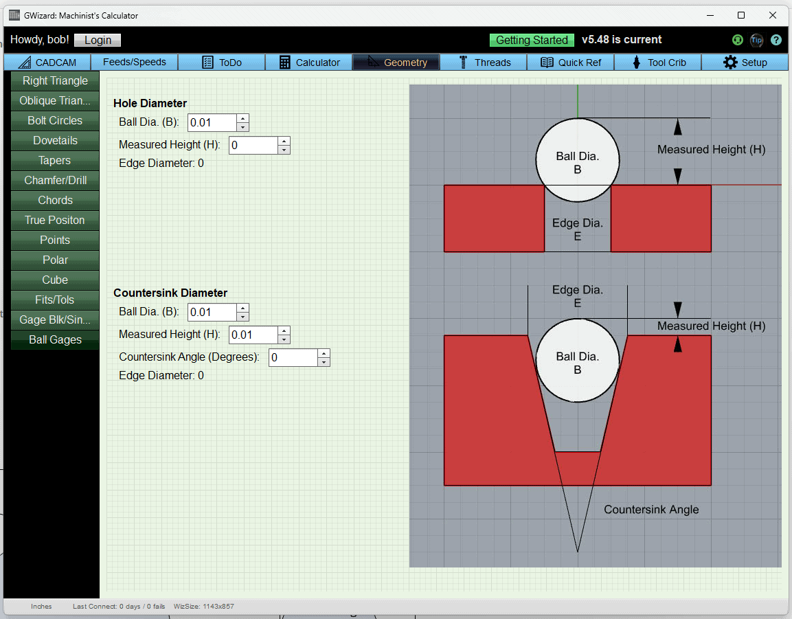 A computer screen displaying CNCCookbook.com with calculator for machining calculations.