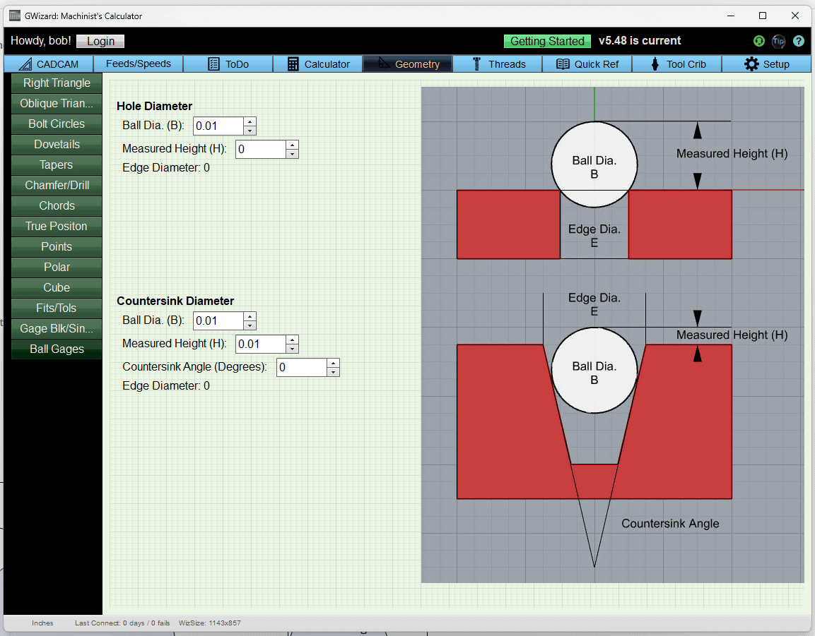 ball gage tips calculator