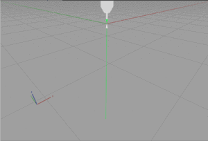 Gray grid with a white sphere, green and orange lines, subtle gray gradient background.