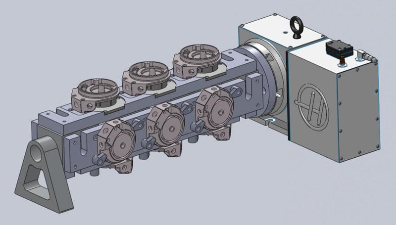 A 3D model of a hydraulic cylinder, suitable for CNC machining.