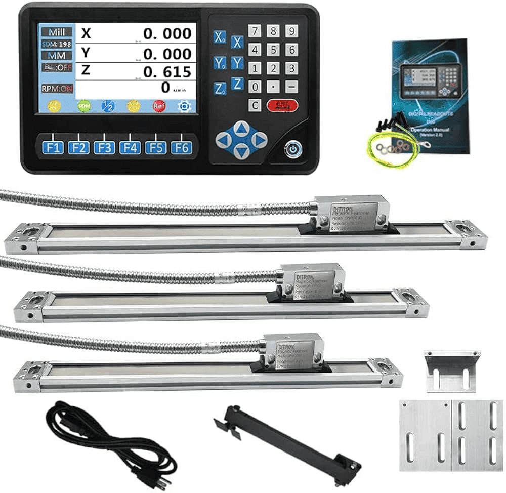 Machine components: control panel, metal rods, cord and small metal plate on a white background.