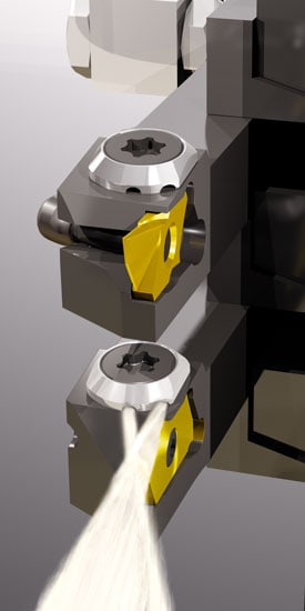 Yellow threading tool with coolant through feature.
