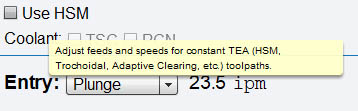 HSM Advisor software settings in machining context.
